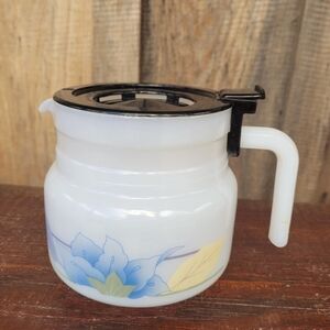 Vintage Floral Milk Glass Tea Pot MCM